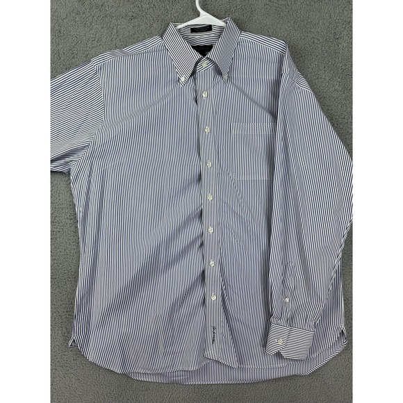 John W Nordstrom Shirt Mens 17.5 35 Stripe Button Down Egyptian Cotton Dress